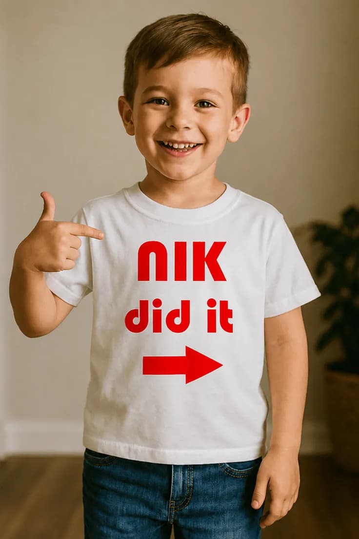 Детска тениска аз го направих с име - NIK did it