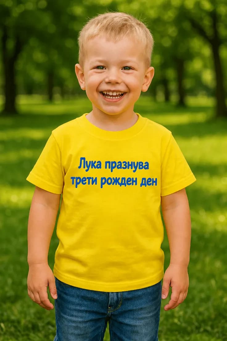 Детска тениска рожден ден с име – Лука празнува