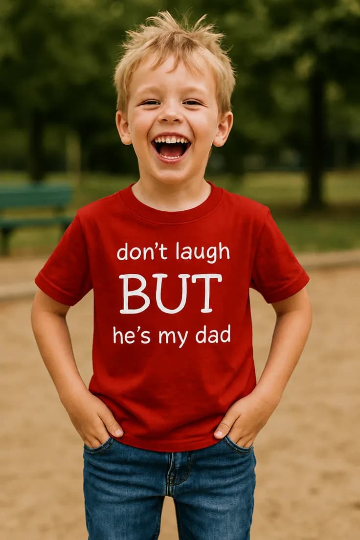 Детска тениска с татко – don't laugh BUT he's my dad