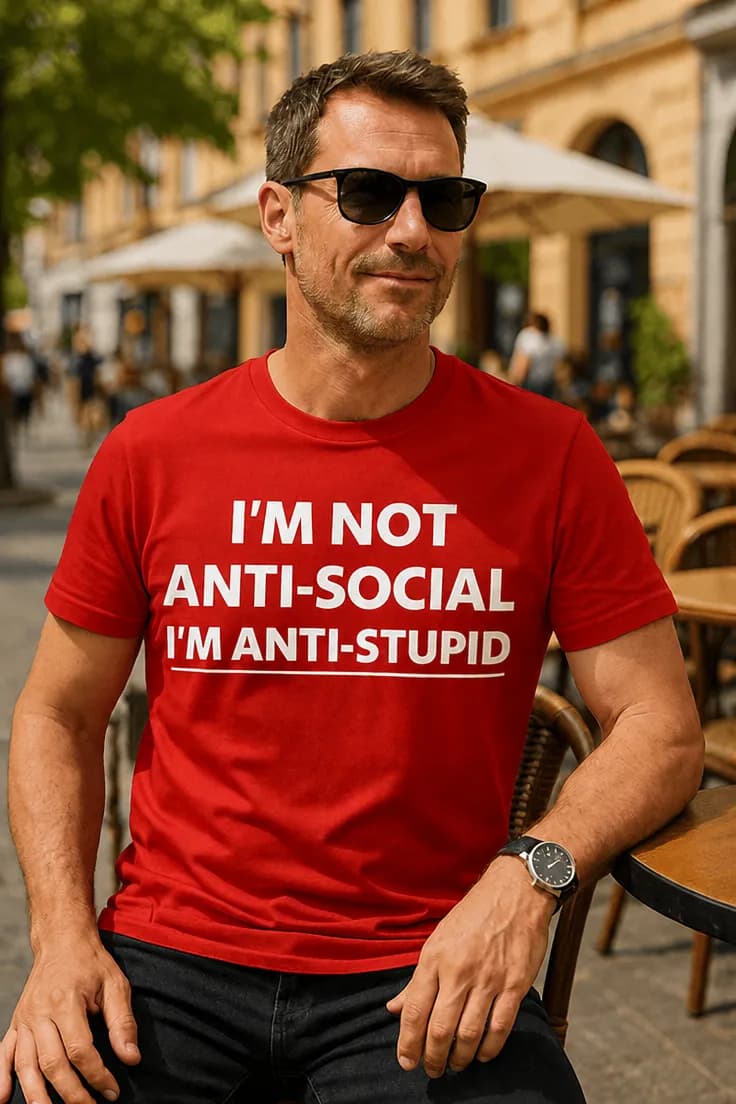 Смешна тениска анти тъпаци – I'M NOT ANTI-SOCIAL