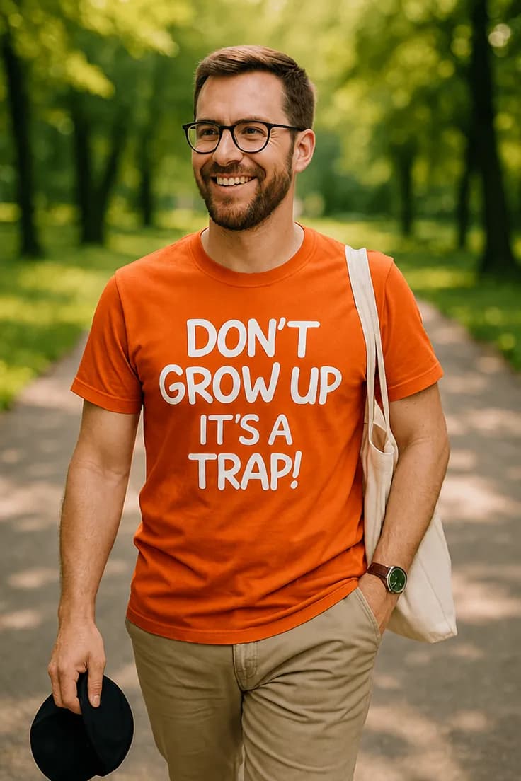 Смешна тениска не пораствай капан е DON'T GROW UP