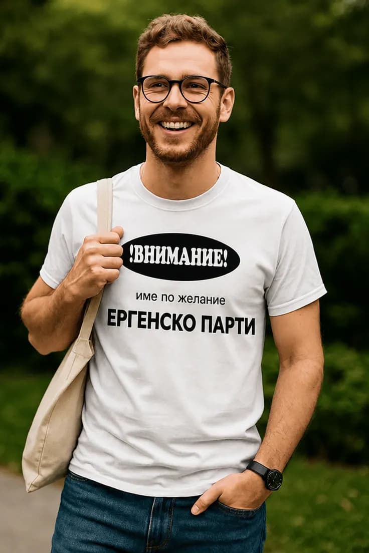 Смешна тениска ергенско парти с име | !ВНИМАНИЕ!