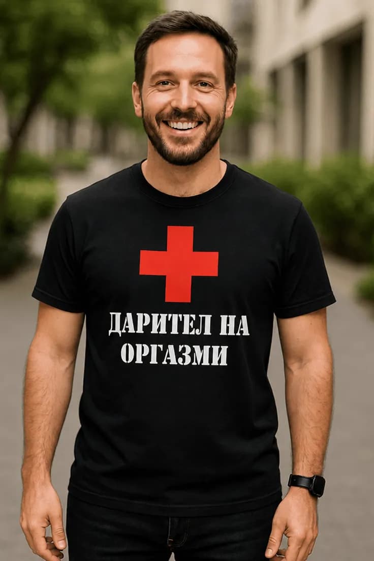 Смешна тениска дарител на оргазми – ДАРИТЕЛ НА ОРГАЗМИ