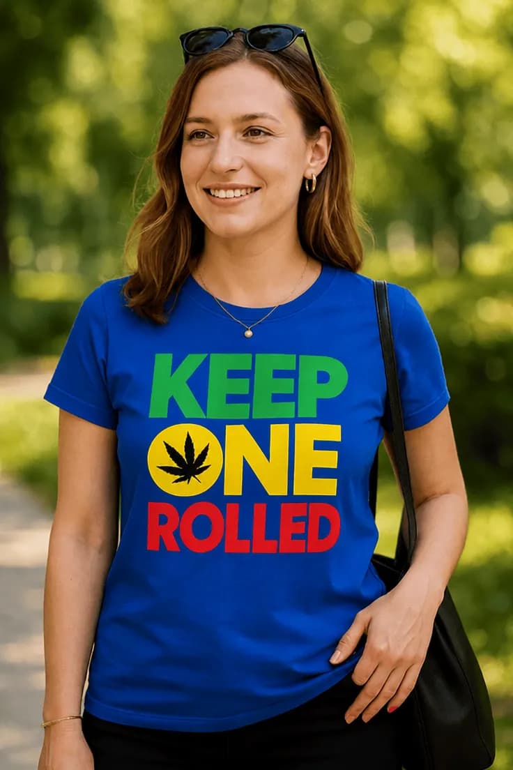 Смешна тениска раста стил - KEEP ONE ROLLED