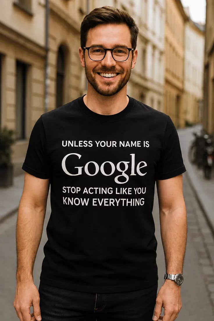 Смешна тениска Гугъл знае всичко – Google