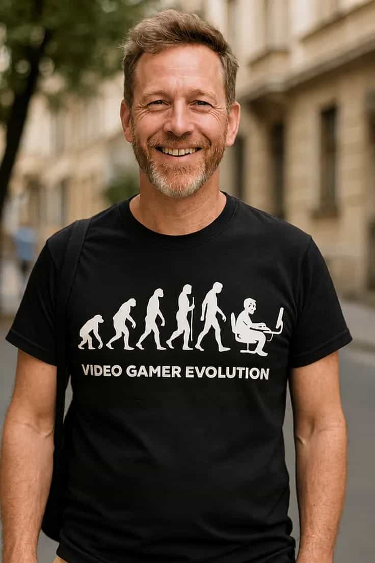 Смешна тениска еволюция на геймър 11 VIDEO GAMER EVOLUTION