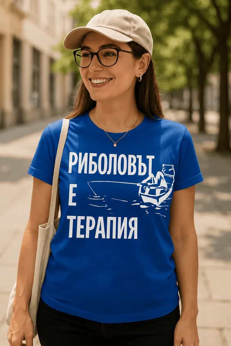 Смешна тениска риболовът е терапия | РИБОЛОВЪТ Е