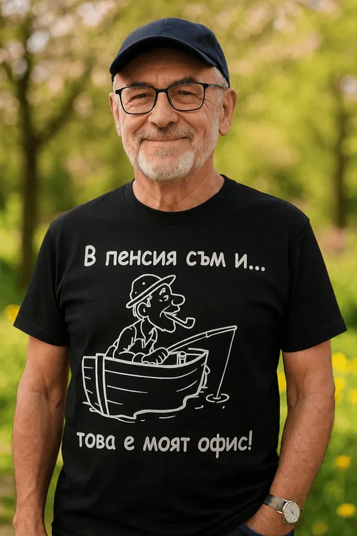Смешна тениска пенсионер рибар – В пенсия съм и...