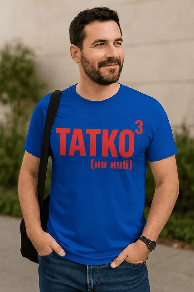 Смешна тениска татко на куб – ТАТКО³ (НА КУБ)