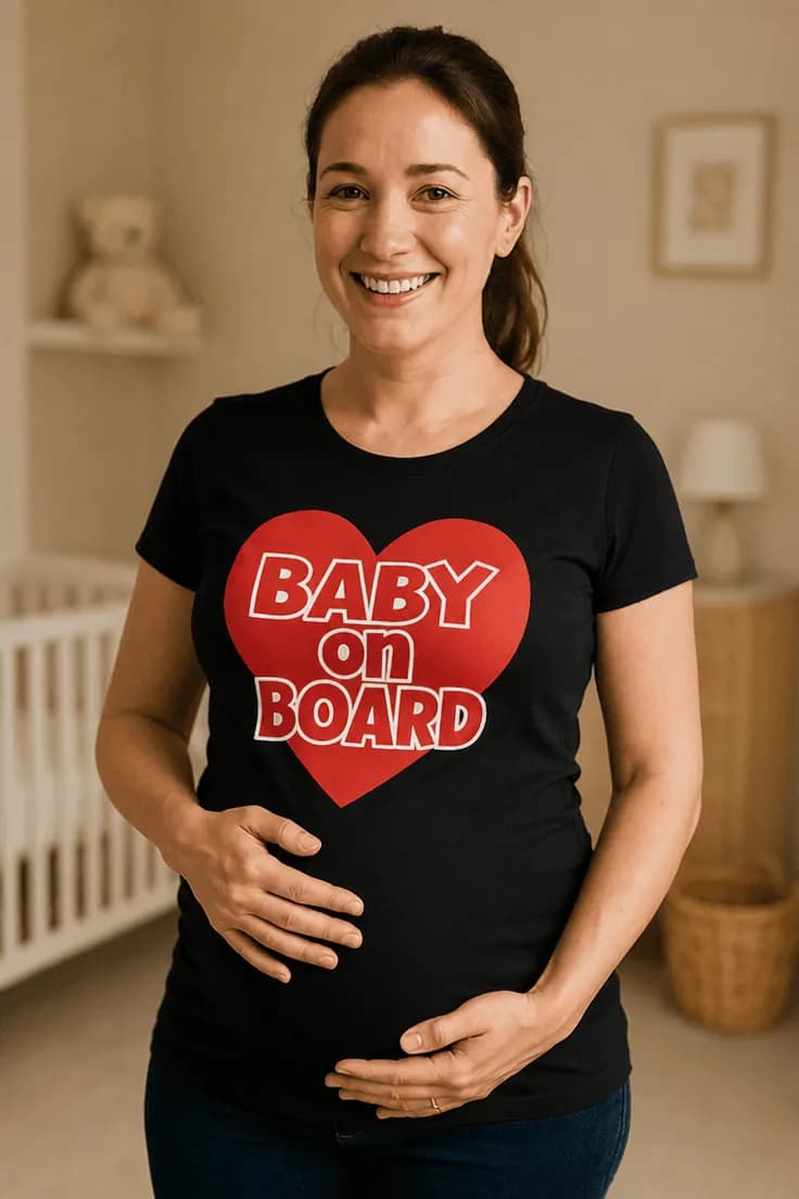 Тениска за бременни бебе на борда сърце BABY on BOARD