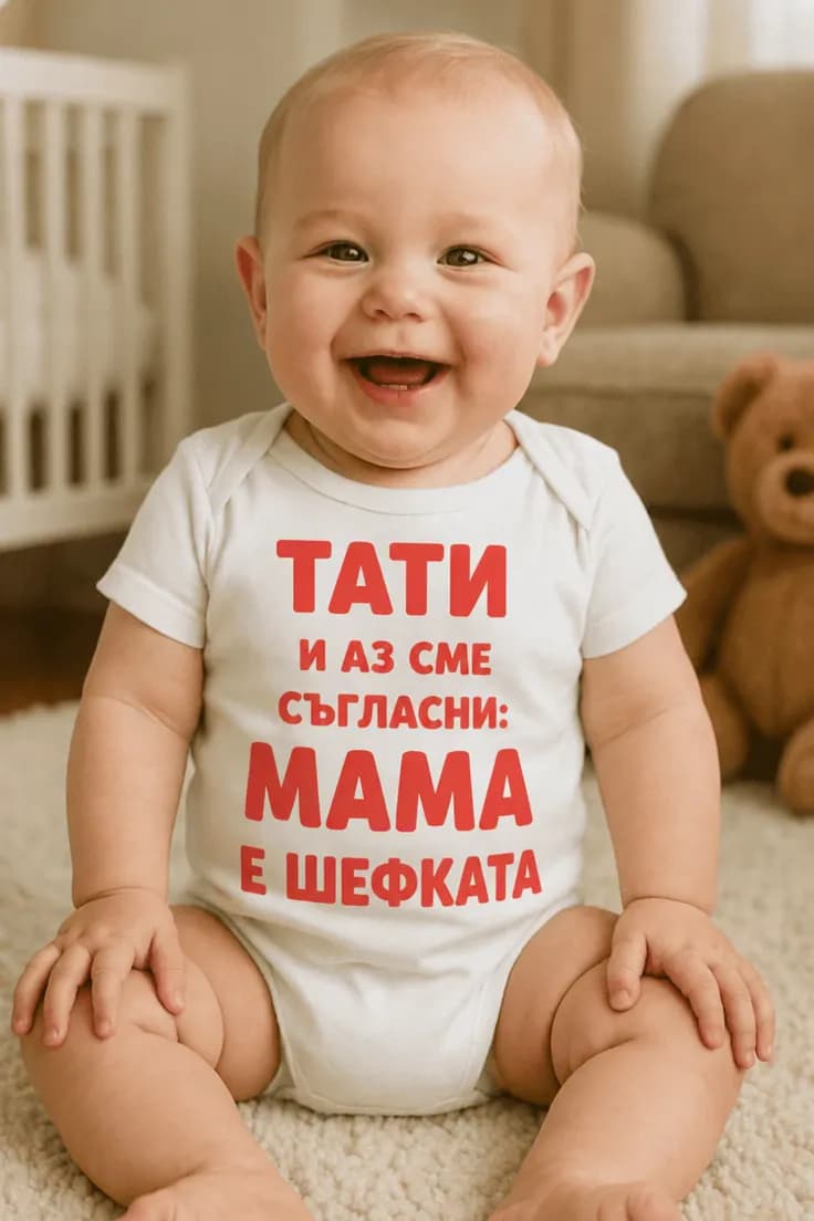 Бебешко боди мама е шефката – ТАТИ И АЗ СМЕ СЪГЛАСНИ: