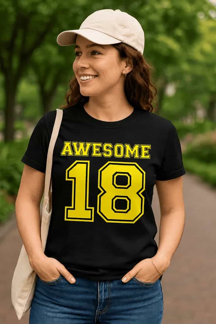 Смешна тениска за осемнадесети рожден ден AWESOME 18