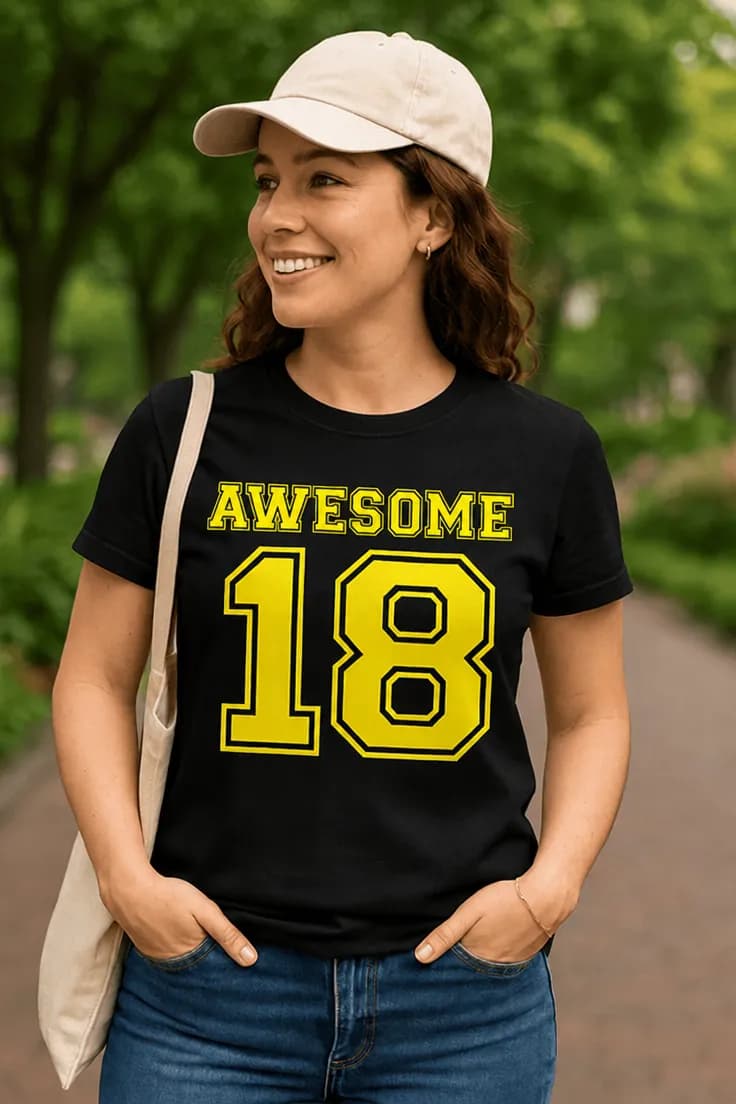 Смешна тениска за осемнадесети рожден ден AWESOME 18
