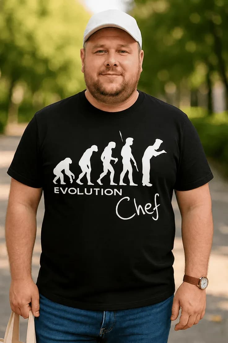 Смешна тениска еволюция готвач EVOLUTION Chef