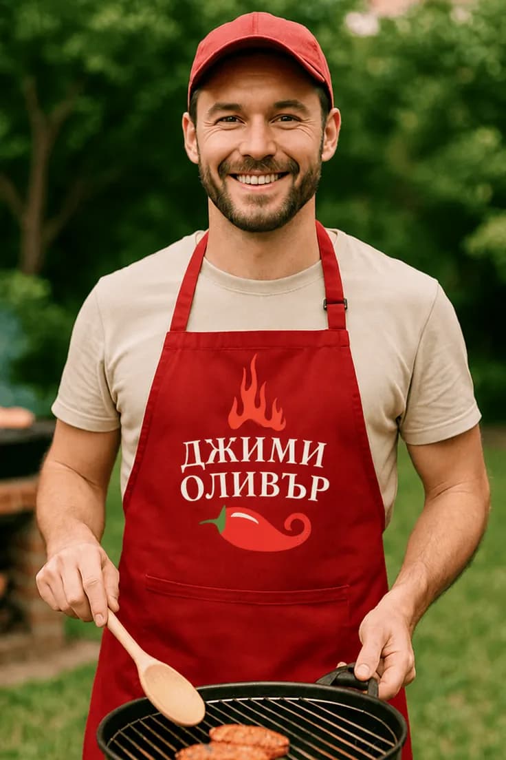 Престилка кулинарна шега с име – ДЖИМИ ОЛИВЪР