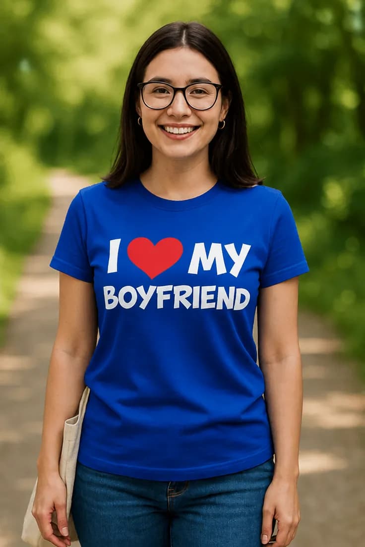 Смешна тениска обичам гаджето си I♥MY BOYFRIEND