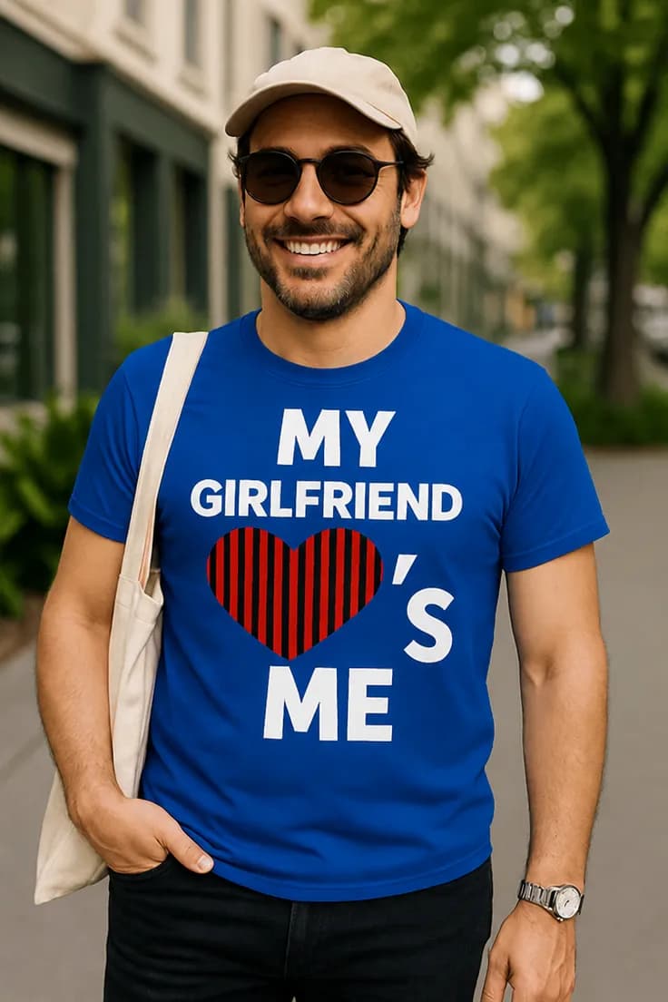 Смешна тениска приятелката ми ме обича MY GIRLFRIEND ME S
