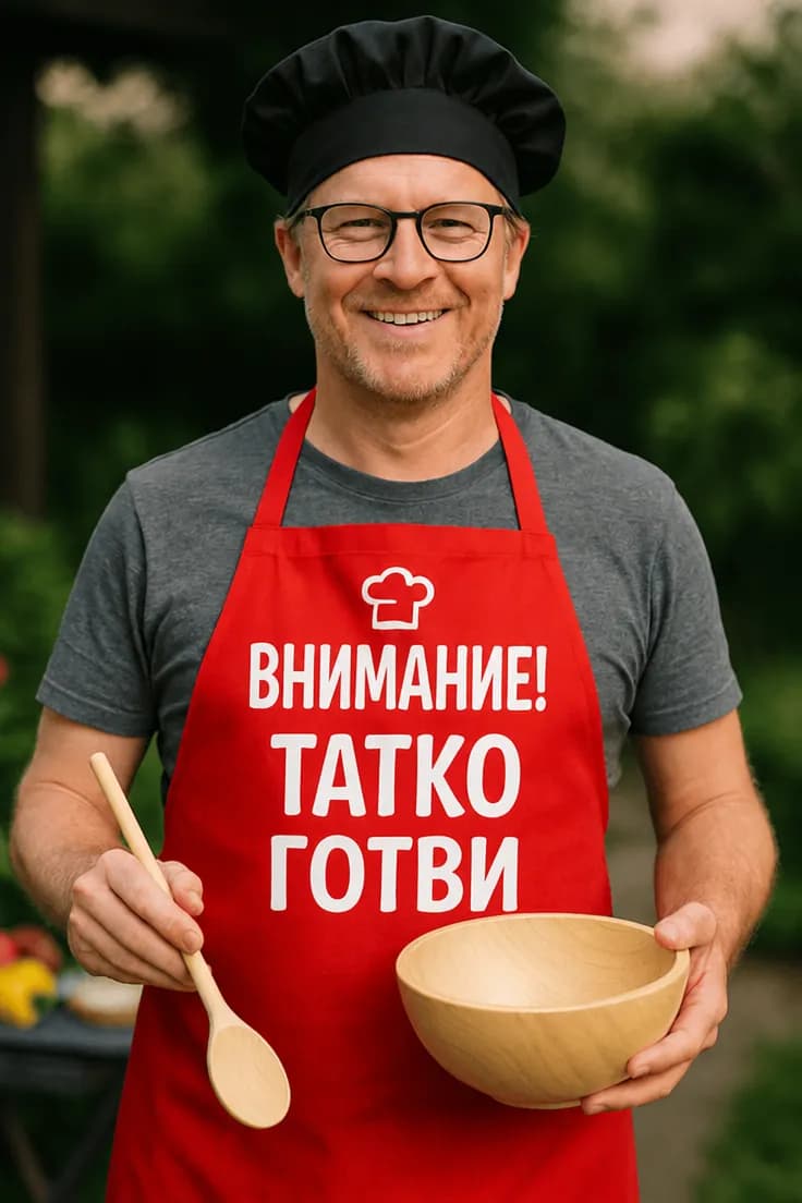 Престилка татко готви – ВНИМАНИЕ! ТАТКО ГОТВИ.