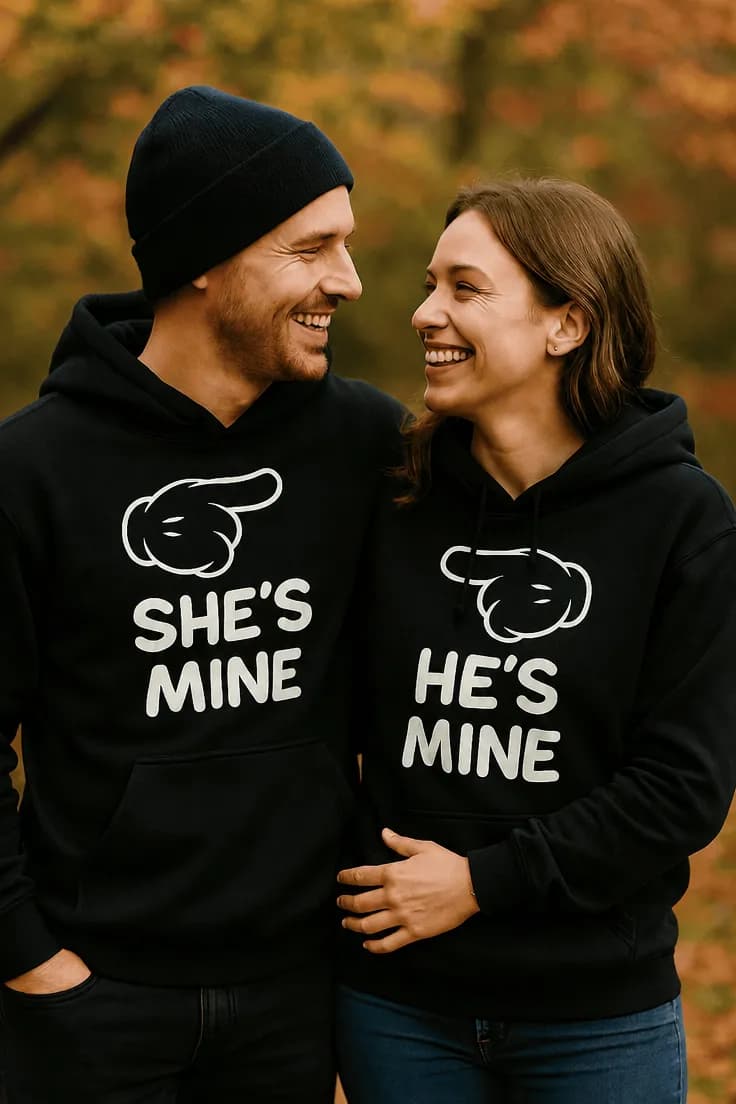 Пуловер за двойки тя е моя & SHE'S MINE HE'S MINE
