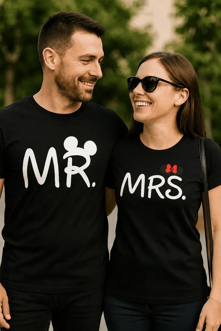 Смешна тениска Мистър и мисис MR. MRS.