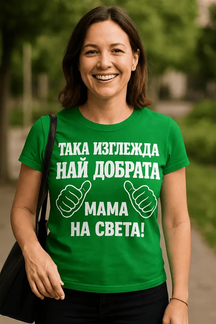 Смешна тениска най добрата мама – ТАКА ИЗГЛЕЖДА