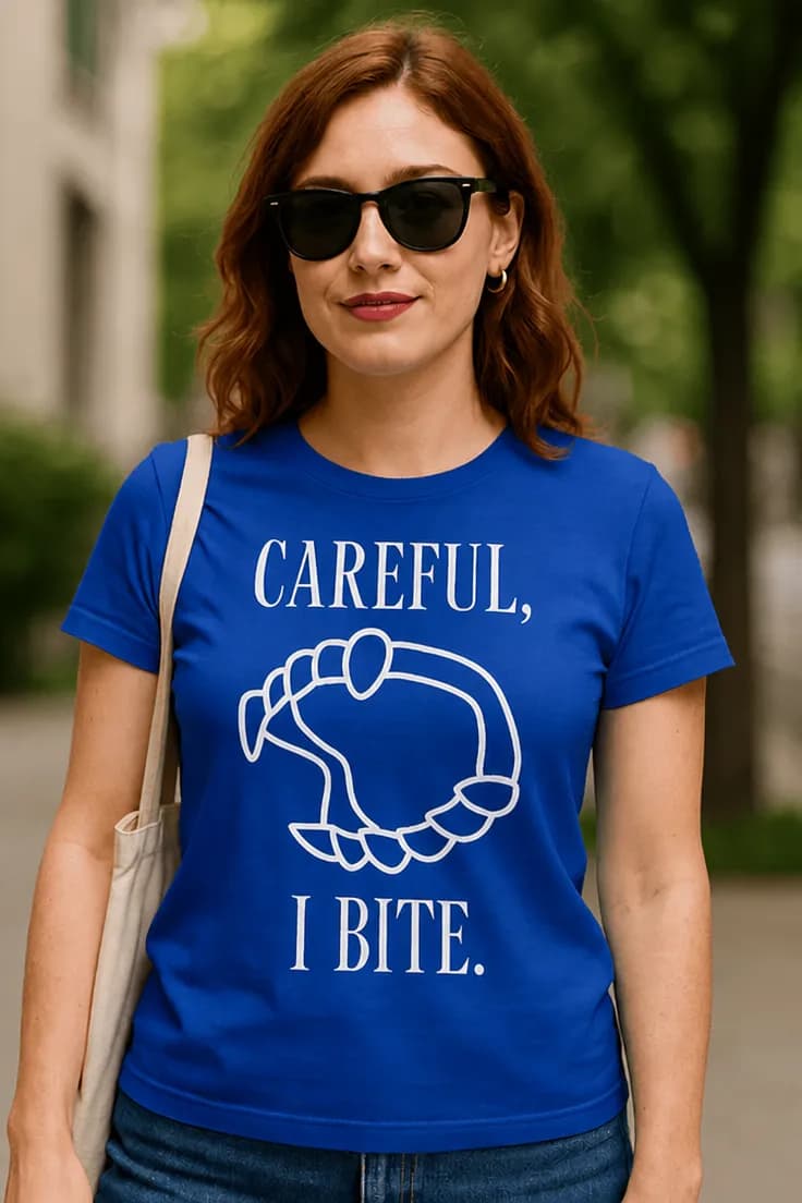 Смешна тениска Внимание хапя - CAREFUL, I BITE..