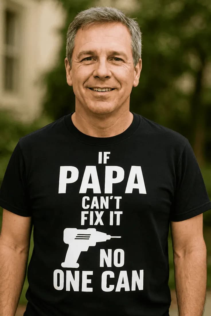 Смешна тениска татко поправя всичко - IF PAPA CAN'T