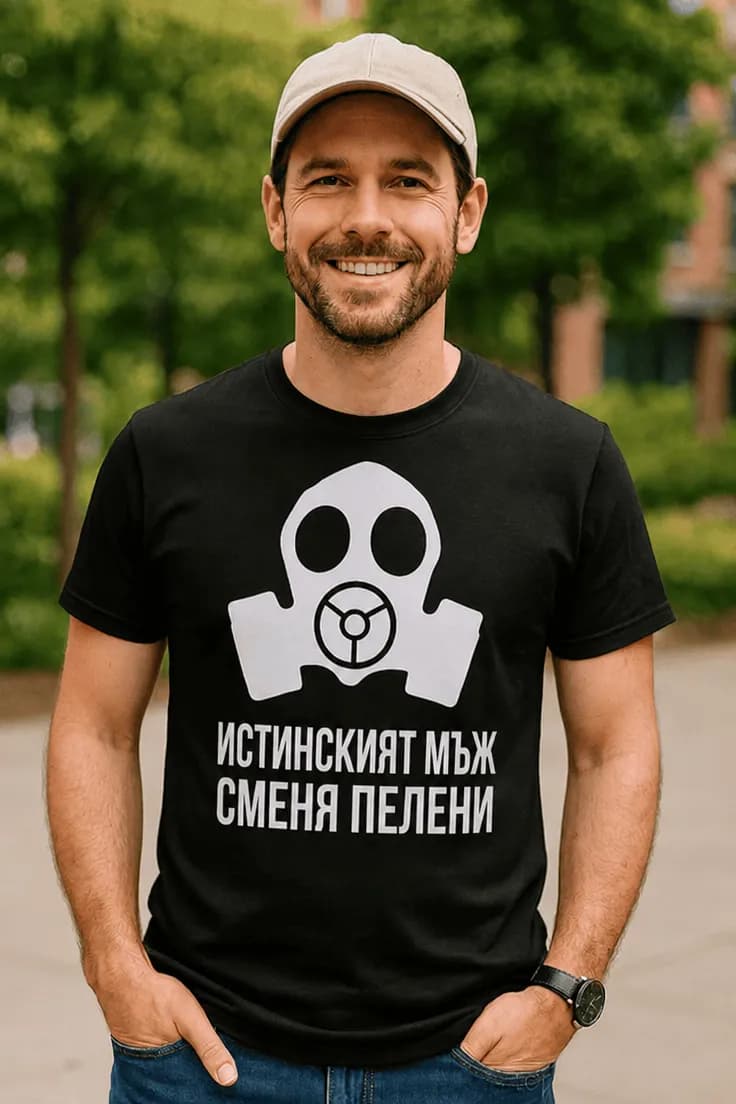 Смешна тениска истински мъж сменя пелени
