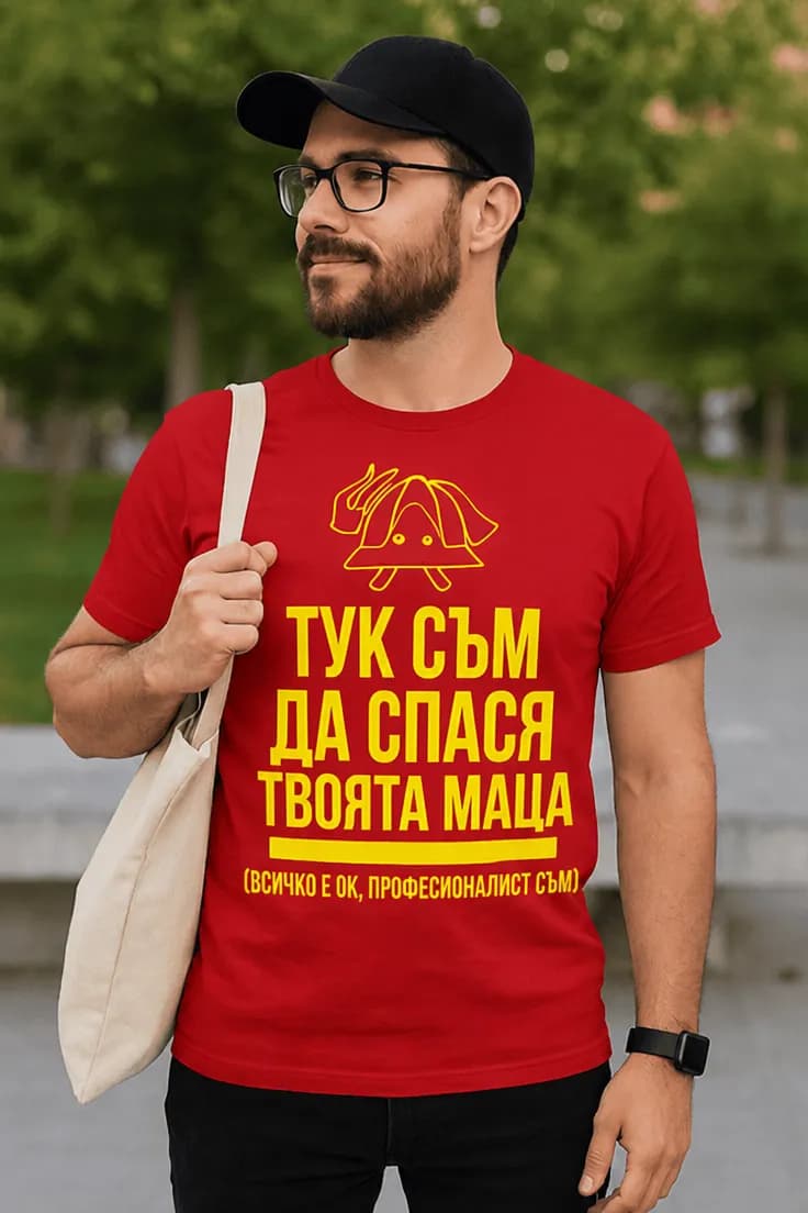 Смешна тениска пожарникар спасител на маци