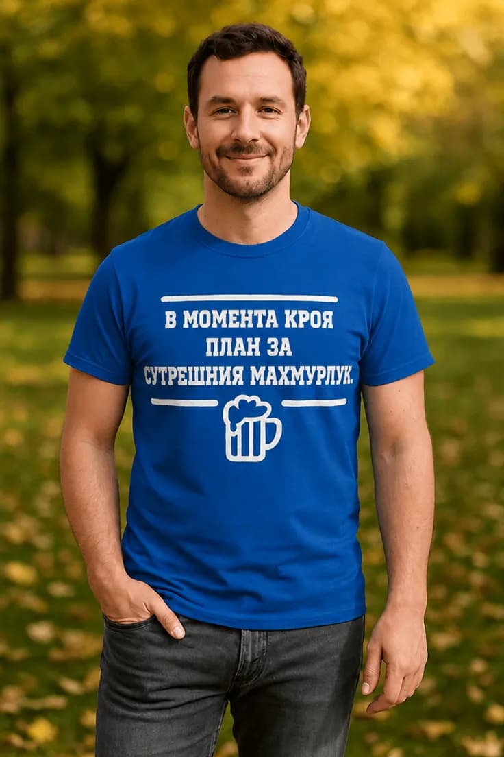 Смешна тениска сутрешен махмурлук – В МОМЕНТА