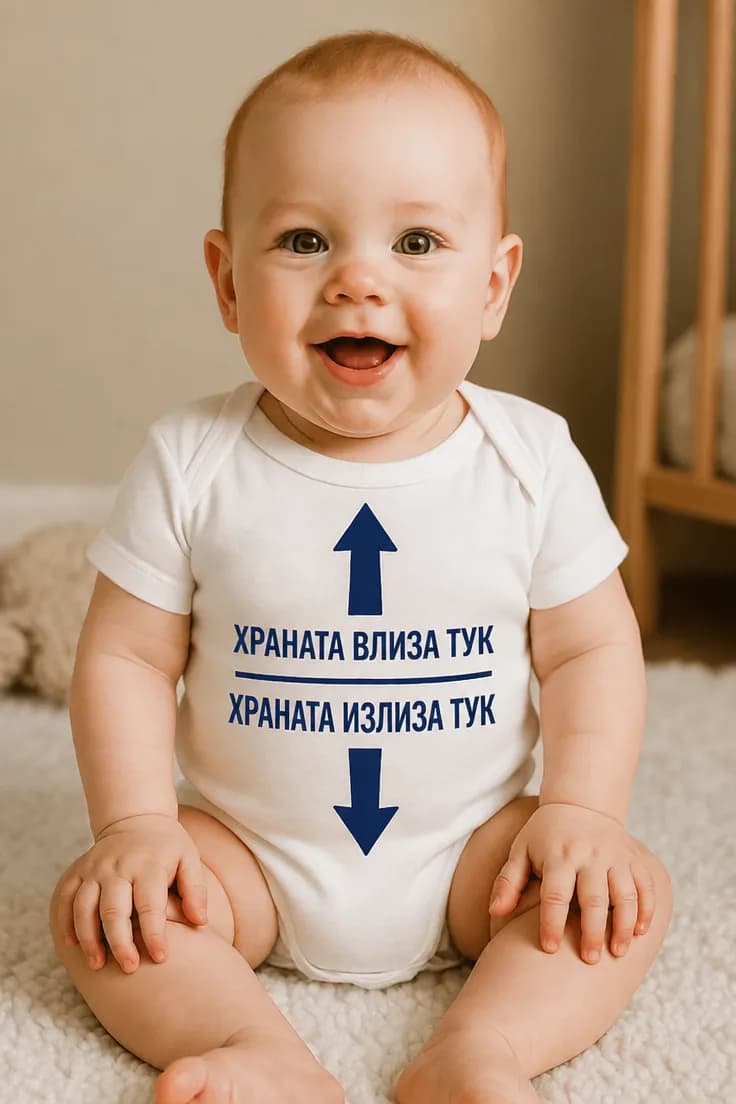 Бебешко боди храна вход изход | ХРАНАТА ВЛИЗА ТУК