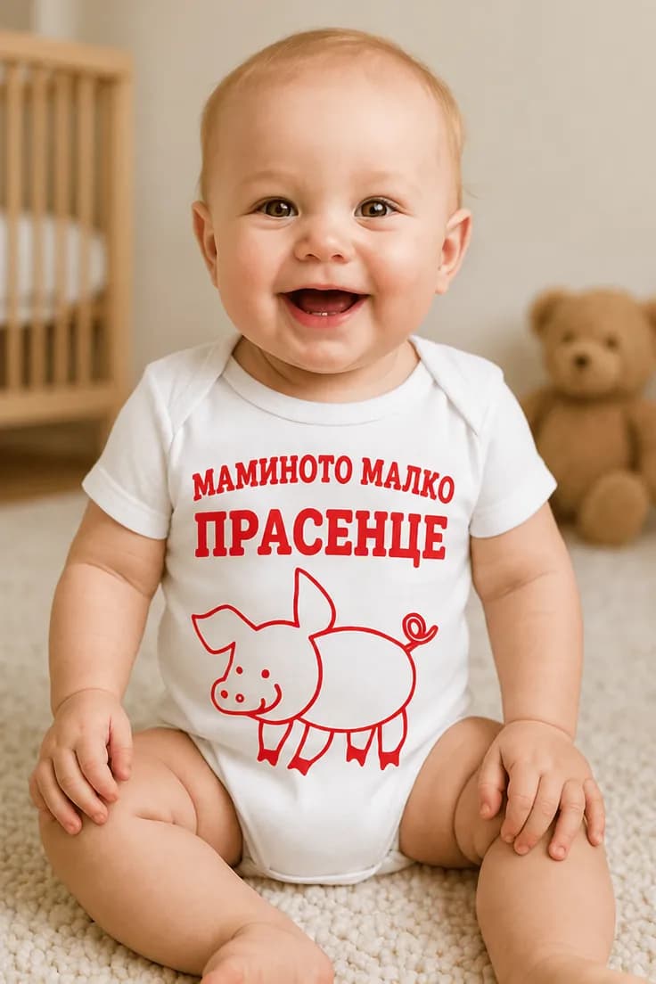 Бебешко боди мамино малко прасенце – МАМИНОТО МАЛКО