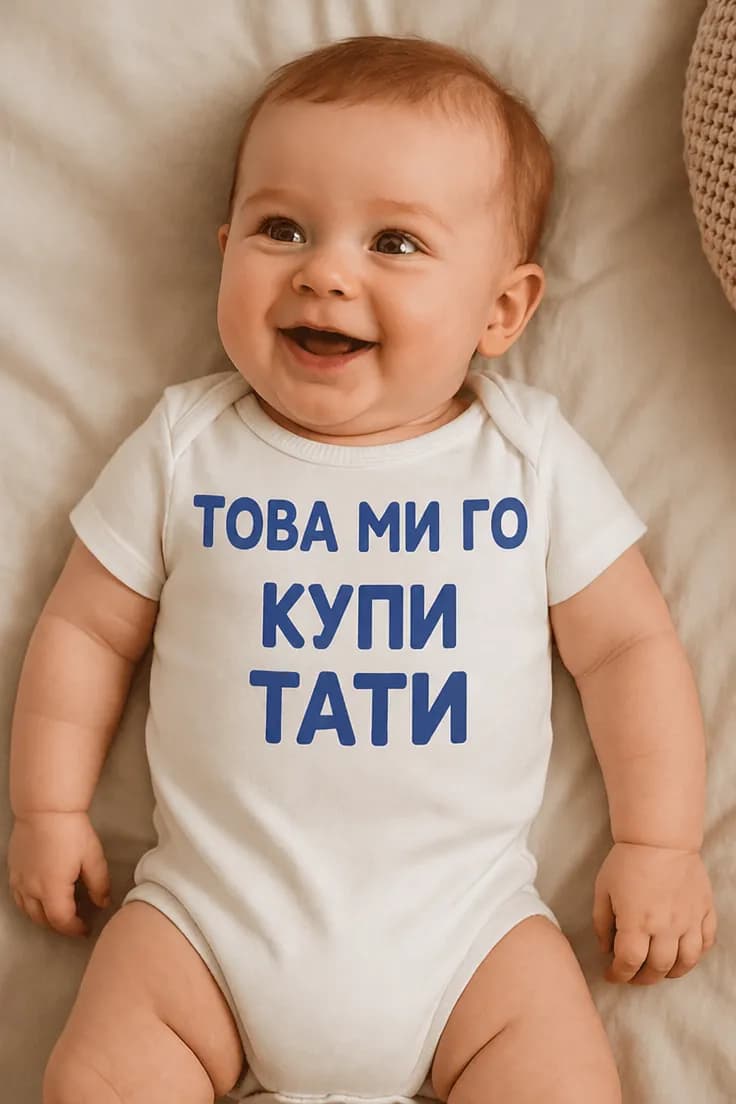 Бебешко боди това ми го купи тати с надпис по избор