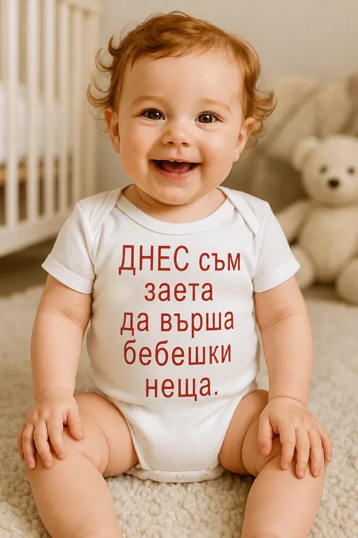 Бебешко боди заета с бебешки неща - ДНЕС съм
