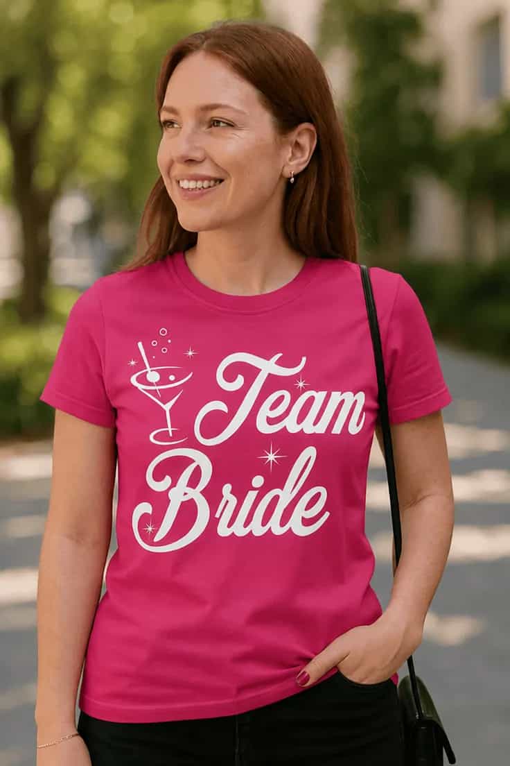 Смешна тениска отбор булка с чаша – Team Bride