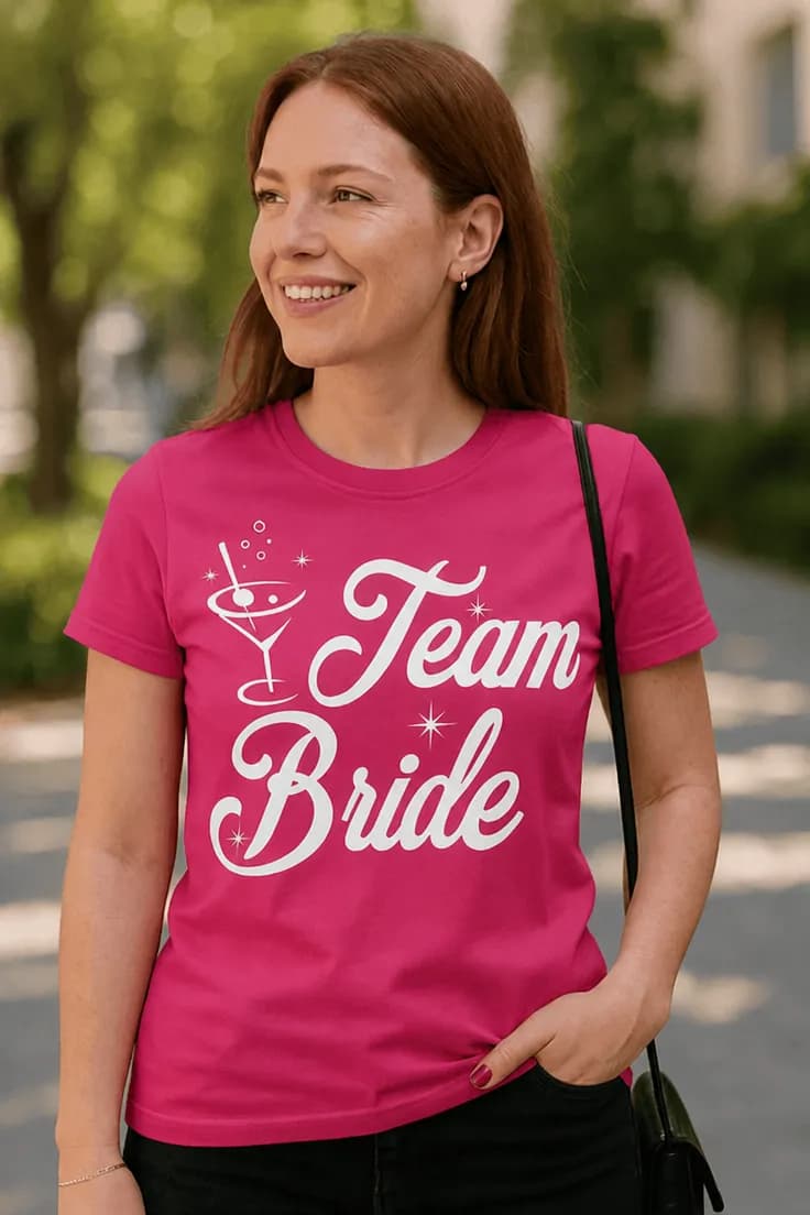 Смешна тениска отбор булка с чаша – Team Bride