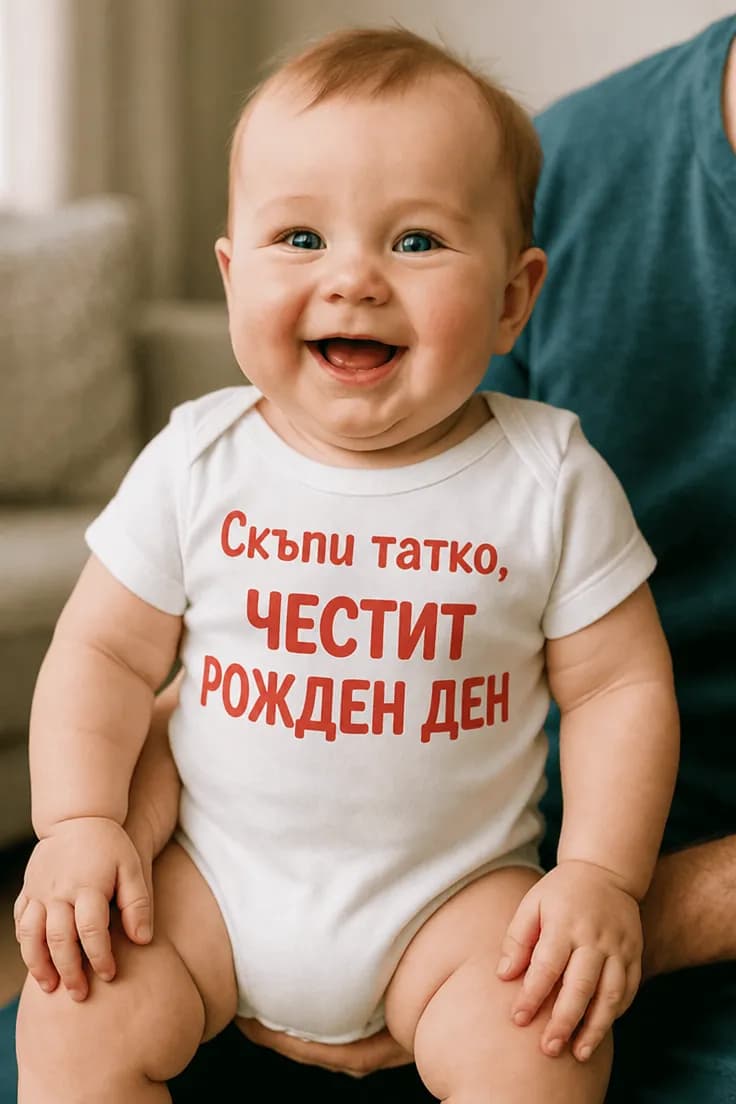 Бебешко боди честит рожден ден татко с текст по избор