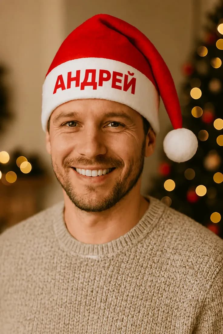 Шапка коледна с име АНДРЕЙ
