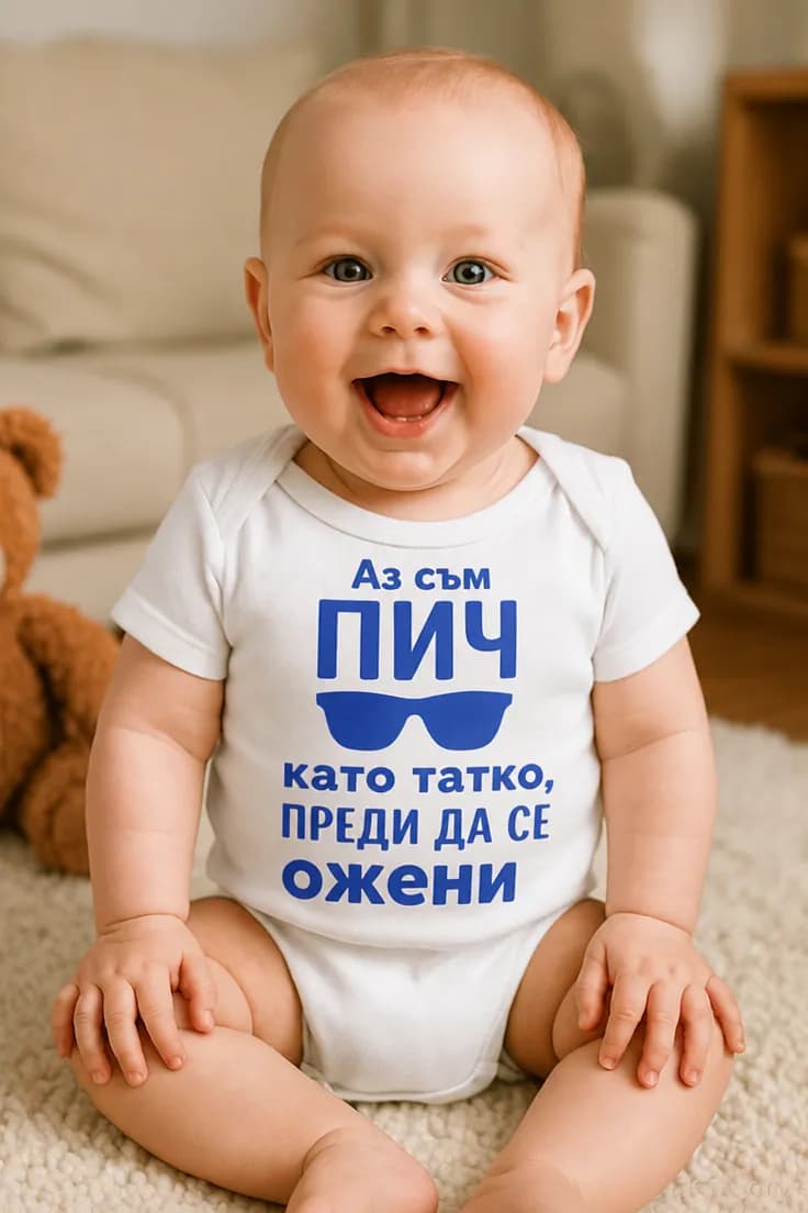 Бебешко боди малък пич като татко – Аз съм ПИЧ