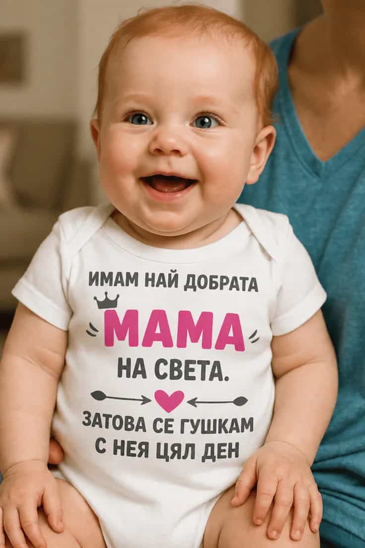 Бебешко боди гушкам се с мама – ИМАМ НАЙ ДОБРАТА