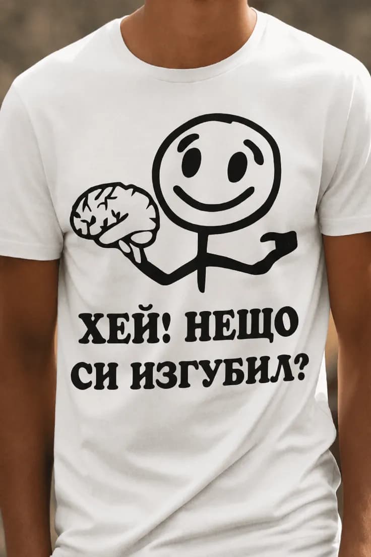 Смешна тениска хей нещо си изгубил - ХЕЙ! НЕЩО