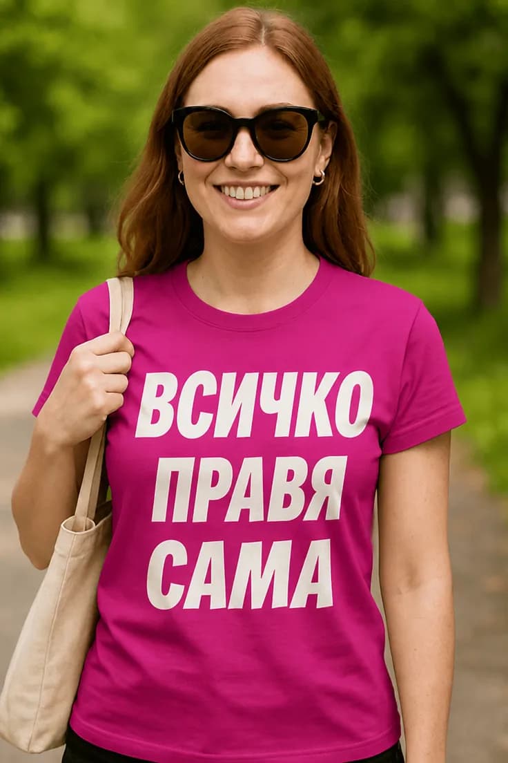 Смешна тениска всичко правя сама - ВСИЧКО ПРАВЯ САМА.