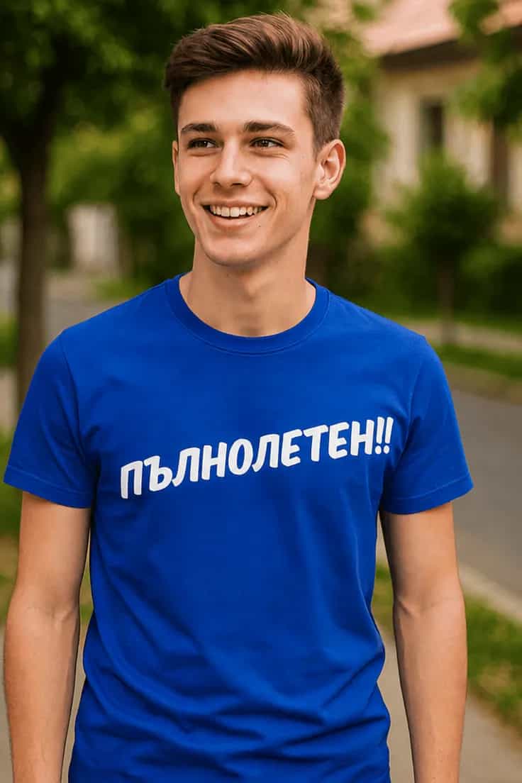 Смешна тениска пълнолетен 18 - ПЪЛНОЛЕТЕН!!