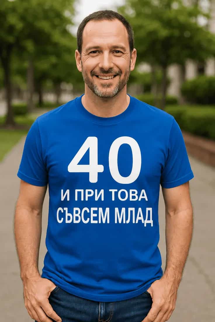 Смешна тениска 40 и съвсем млад | 40 И ПРИ ТОВА