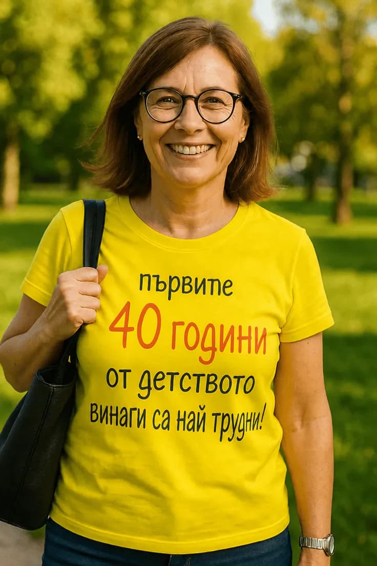 Смешна тениска първите 40 години детство