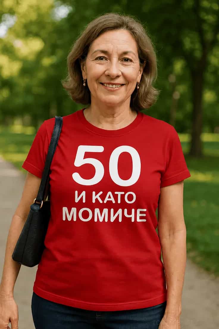 Смешна тениска 50 и като момиче | 50 И КАТО МОМИЧЕ.