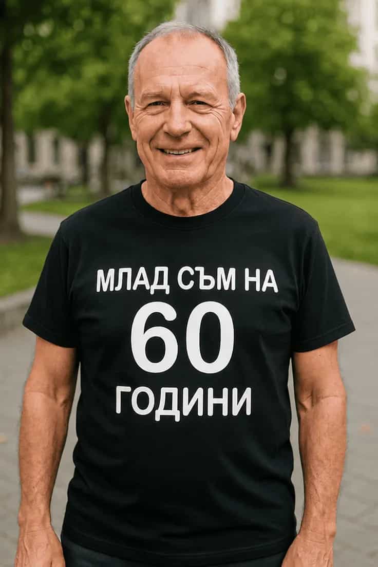 Смешна тениска млад на 60 години