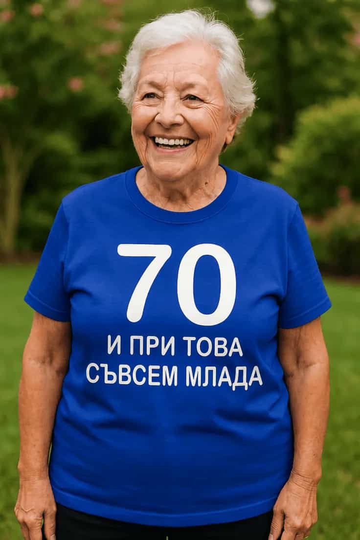 Смешна тениска 70 рожден ден – 70 И ПРИ ТОВА
