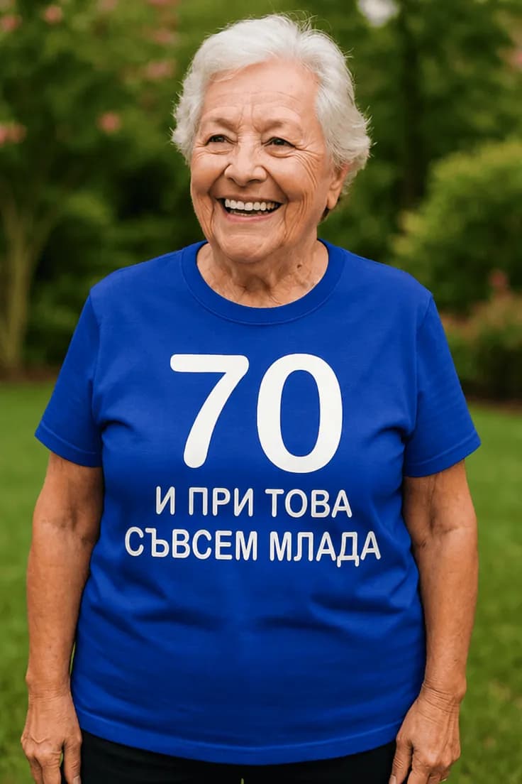 Смешна тениска 70 рожден ден – 70 И ПРИ ТОВА