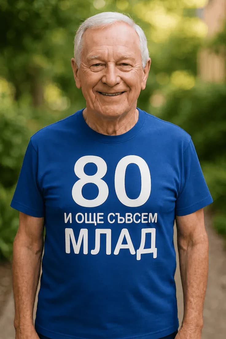 Смешна тениска за 80 рожден ден – 80 И ОЩЕ СЪВСЕМ